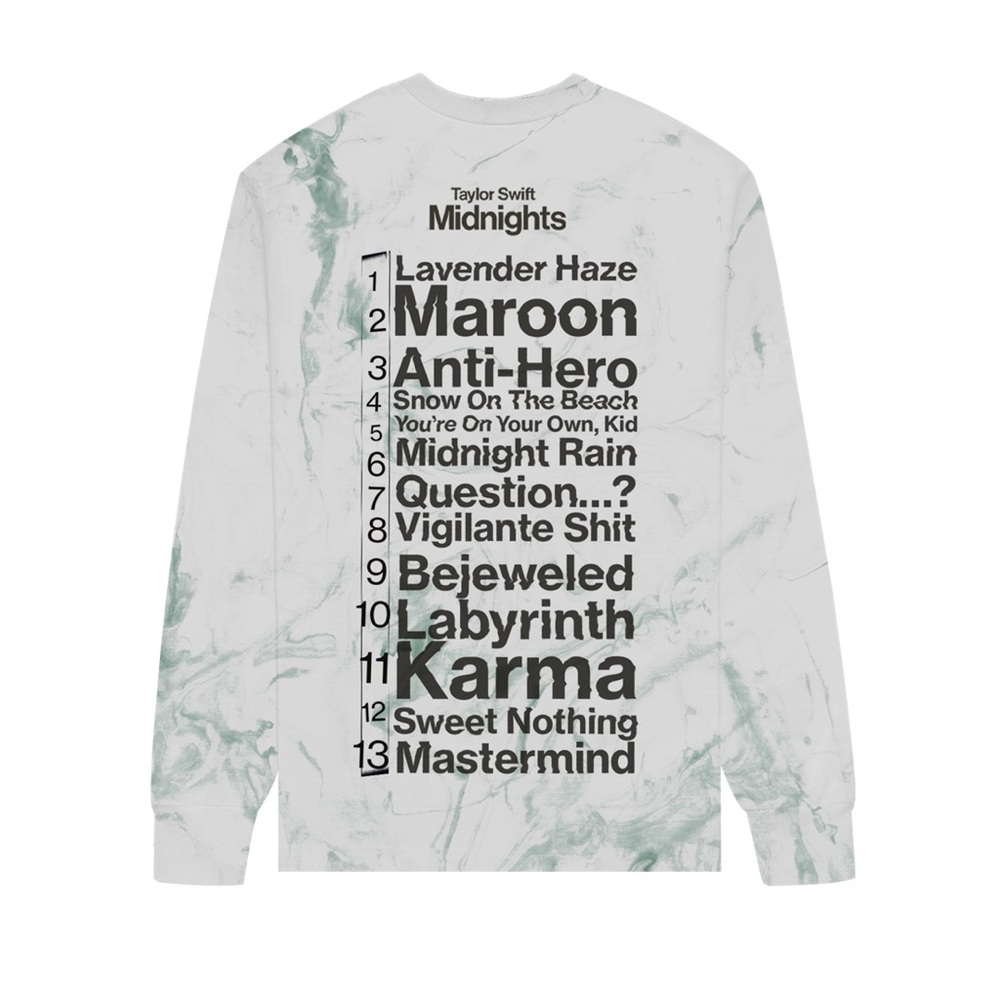 Taylor Swift Midnights Green tie dye long sleeve